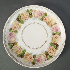 Zeh, Scherzer Co Bavaria Pink/Yellow Rose Porcelain Wreath Plates 8"